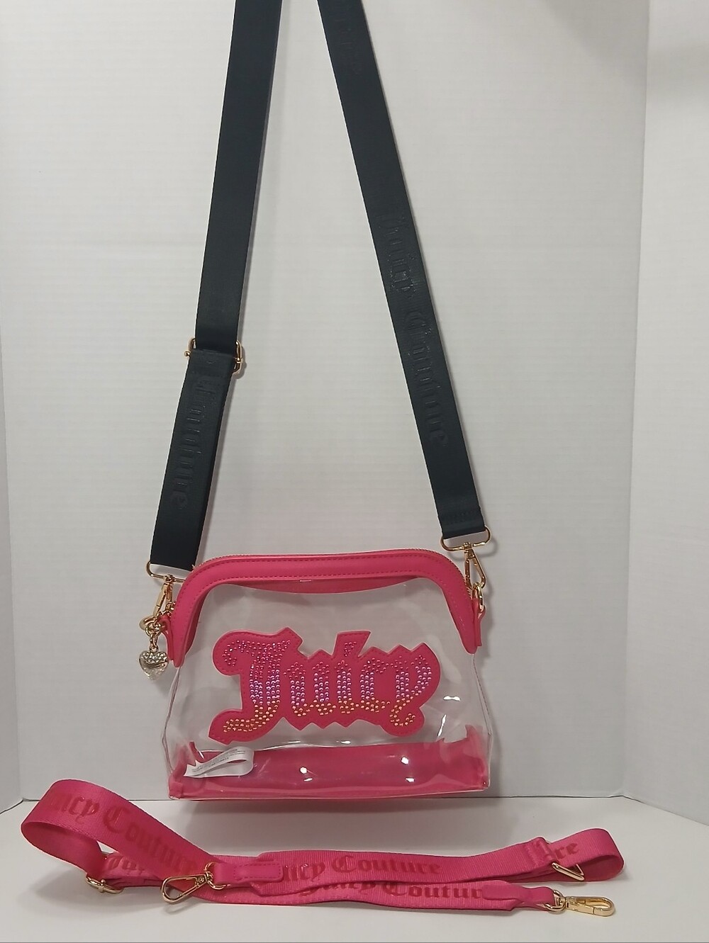 Juicy Couture Free love Set Dome Clear Crossbody Extra Purse Strap Pink